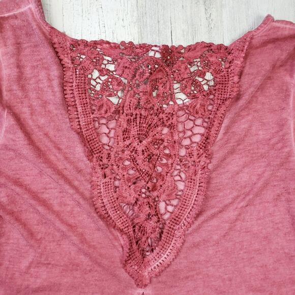 Others Follow Blush Rose Lace Open Back V-Neck Long Sleeve Top Womens Size Large - Picture 10 of 12